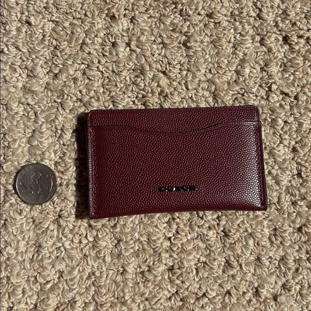 Coach Pebbled Leather Slim Card Case Wallet Red Currant Minimalist LuxuryNEW NWT - Picture 7 of 7